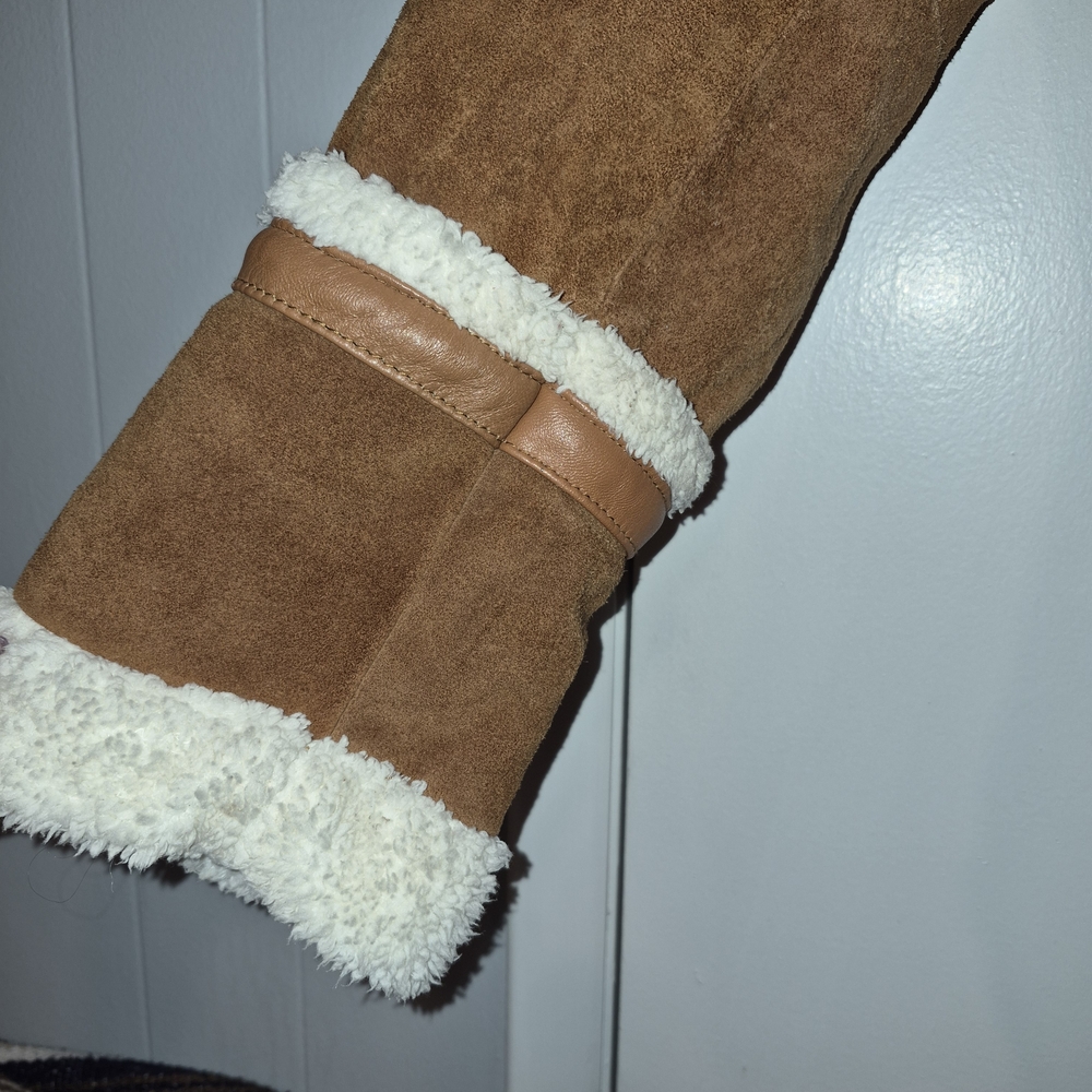 Brown and Cream Shearling Leather Jacket - Picture 6 of 8